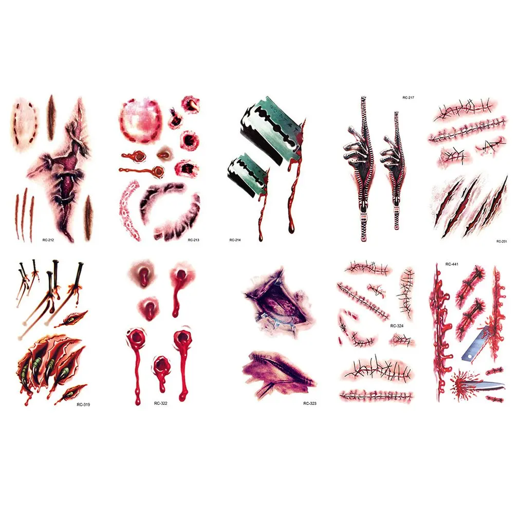 Creative Halloween Horror Wound Realistic Bloodstained Scar Pattern Waterproof Tattoo Stickers Festival Decorations
Creative Halloween Horror Wound Realistic Bloodstained Scar Pattern Waterproof Tattoo Stickers Festival Decorations