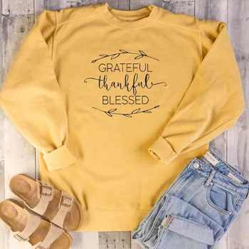 Grateful Thankful Blessed Sweatshirt Christian Slogan Thanksgiving Festival Outfits Harajuku Korean Girl Pullover Drop Shipping
Grateful Thankful Blessed Sweatshirt Christian Slogan Thanksgiving Festival Outfits Harajuku Korean Girl Pullover Drop Shipping
