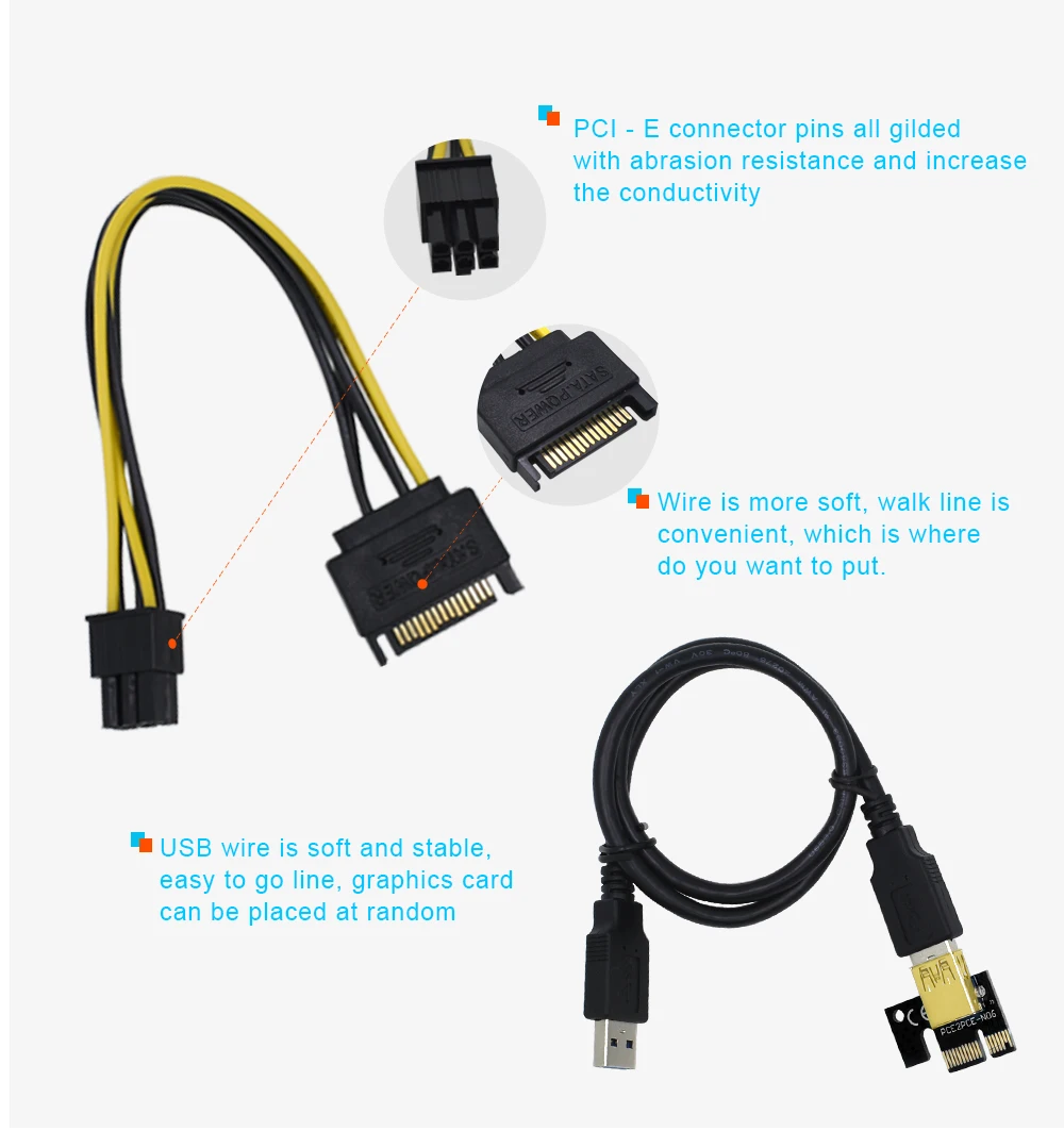 Generic 110PCS PCIE Riser 009S Plus Video Card Extension Cable Adapter