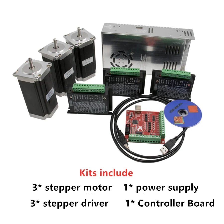CNC Router 3 4 Axis kit 2.8A 2N.M Nema 23 Stepper motor TB6600 driver+350W power supply MACH3 Controller card
CNC Router 3 4 Axis kit 2.8A 2N.M Nema 23 Stepper motor TB6600 driver+350W power supply MACH3 Controller card