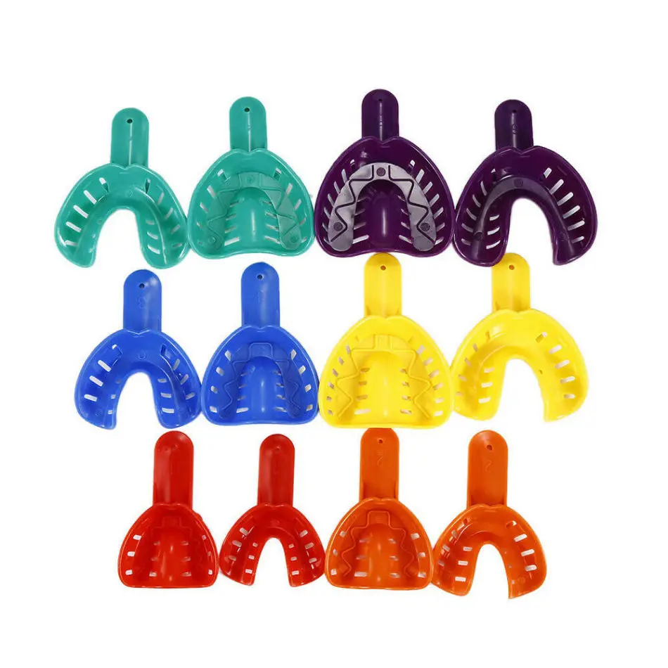 

12Pcs Colorful Dental Impression Trays Plastic Materials Teeth Holder Kit Dental Trays Materials Adult Children Oral Care Tool