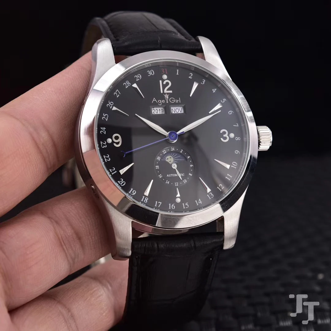 Brand New Men Automatic Mechanical Stainless Steel Moonphase Black Leather Sapphire Glass Back See Through Master Control Watch
Brand New Men Automatic Mechanical Stainless Steel Moonphase Black Leather Sapphire Glass Back See Through Master Control Watch