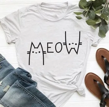 Summer Women Fashion Crop Top Shirt Solid Color O-Neck Meow Kitty Pattern Printing Leisure Time Short Sleeve Woman T Shirt 
Summer Women Fashion Crop Top Shirt Solid Color O-Neck Meow Kitty Pattern Printing Leisure Time Short Sleeve Woman T Shirt