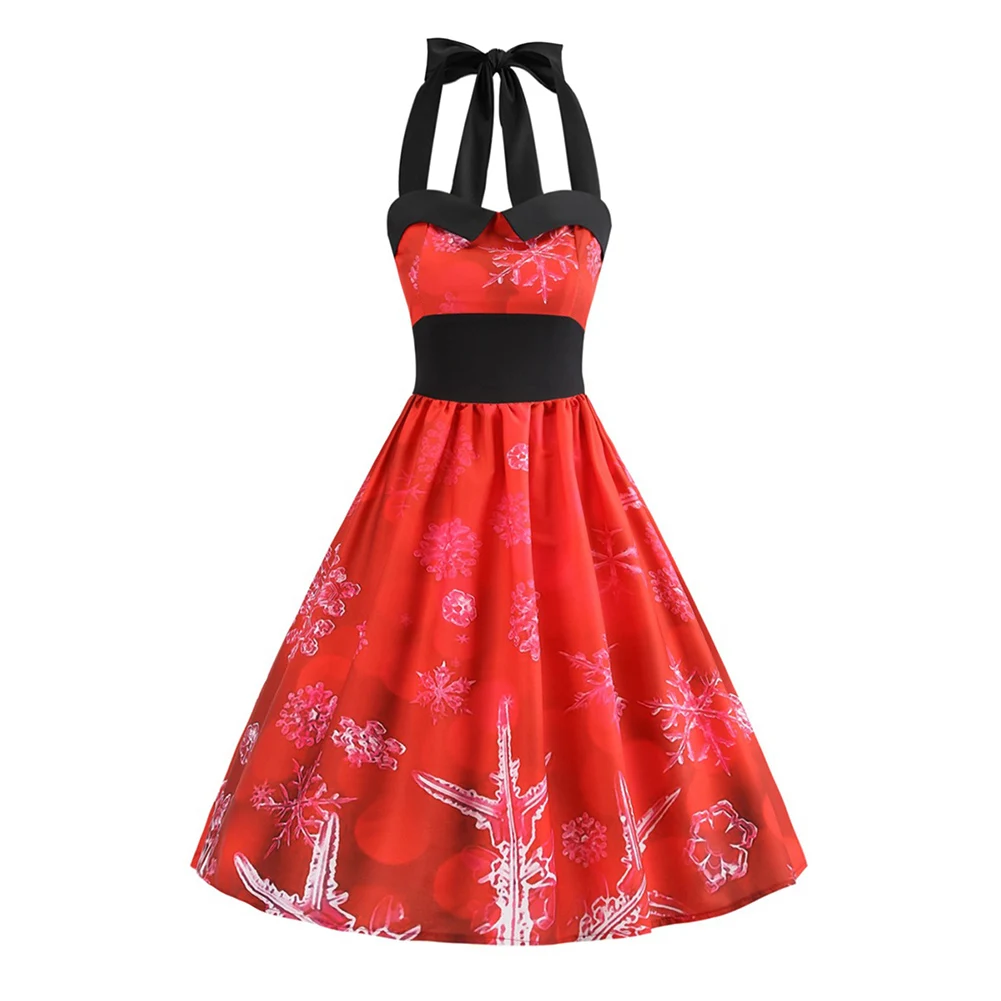 Bikitique Cartoon Print Halter Bra Christmas Dress Women Retro Bow Waist Party Dress Santa Print Plus Sexy Winter Dress
Bikitique Cartoon Print Halter Bra Christmas Dress Women Retro Bow Waist Party Dress Santa Print Plus Sexy Winter Dress
