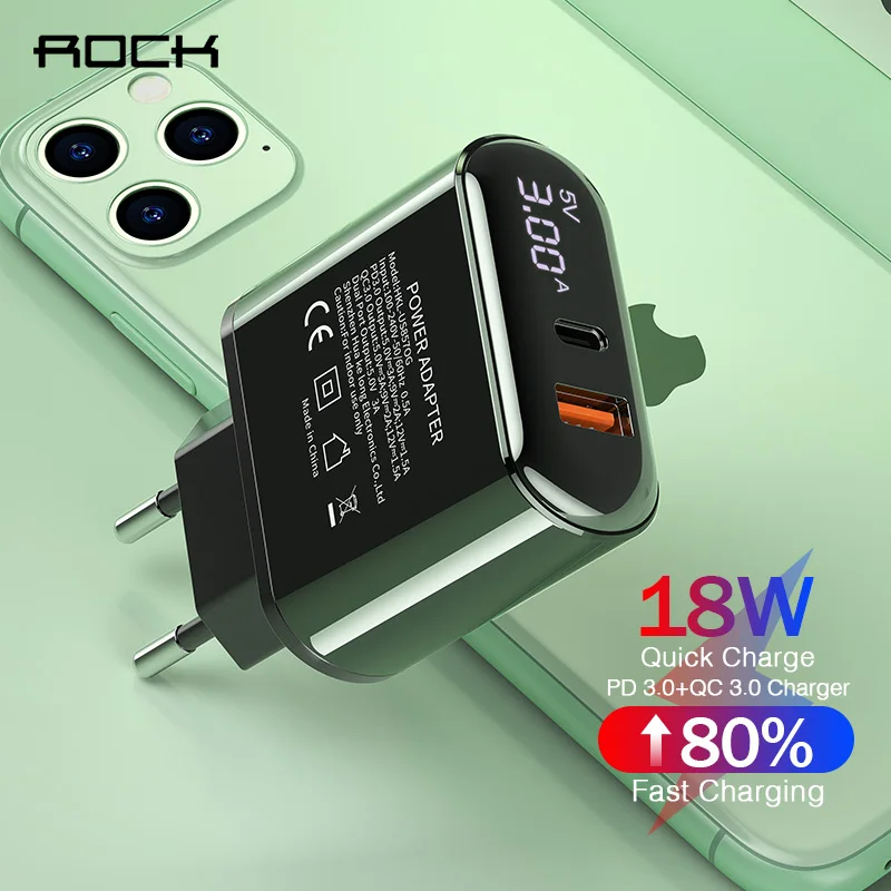 Rock Quick Charge USB Charger QC 3.0 PD Fast Charging LED Display Phone Charger For iPhone Samsung Huawei Xiaomi Type C Adaptor
Rock Quick Charge USB Charger QC 3.0 PD Fast Charging LED Display Phone Charger For iPhone Samsung Huawei Xiaomi Type C Adaptor