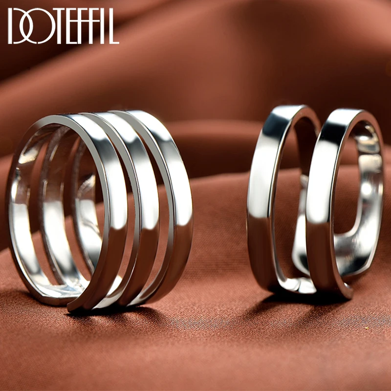 DOTEFFIL 925 Sterling Silver Two Three Circle Opening Ring For Woman Men Couple Wedding Engagement Jewelry
DOTEFFIL 925 Sterling Silver Two Three Circle Opening Ring For Woman Men Couple Wedding Engagement Jewelry