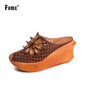 FVMX Genuine Leather New Fashion 2020 Ethnic Flower Hollow Slope Heel Female Woman Sandals Retro Muffin Thick Bottom Slippers 
FVMX Genuine Leather New Fashion 2020 Ethnic Flower Hollow Slope Heel Female Woman Sandals Retro Muffin Thick Bottom Slippers