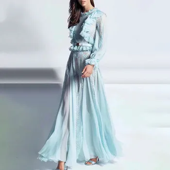 Elegant Patchwork Lace Women's Dress O Neck Flare Long Sleeve High Waist Hollow Out Dresses Women Fashion 2019 Tide 
Elegant Patchwork Lace Women's Dress O Neck Flare Long Sleeve High Waist Hollow Out Dresses Women Fashion 2019 Tide