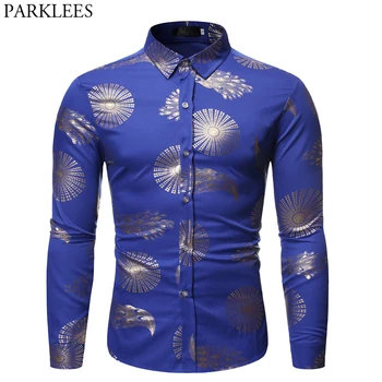Royal Blue Tuxedo Shirt Men 2019 Stylish Gold Floral Print Mens Dress Shirts Nightclub Party Dinner Male Social Shirt Chemise XL
Royal Blue Tuxedo Shirt Men 2019 Stylish Gold Floral Print Mens Dress Shirts Nightclub Party Dinner Male Social Shirt Chemise XL
