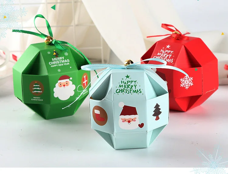 pcs/lot creative round christmas eve gift box candy sweets apple