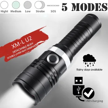 Flashlight Led Flashlight 5 Modes XML-U2 Waterproof Flashlight Outdoor LED Super Bright 18650 Torch Light фонарик #2A24
Flashlight Led Flashlight 5 Modes XML-U2 Waterproof Flashlight Outdoor LED Super Bright 18650 Torch Light фонарик #2A24