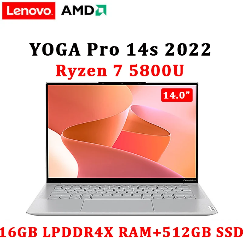 Ультратонкий ноутбук Lenovo YOGA Pro 14s 2022 углеродный AMD Ryzen 7 5800U 16 Гб ОЗУ 512 ГБ SSD 2 8 K OLED