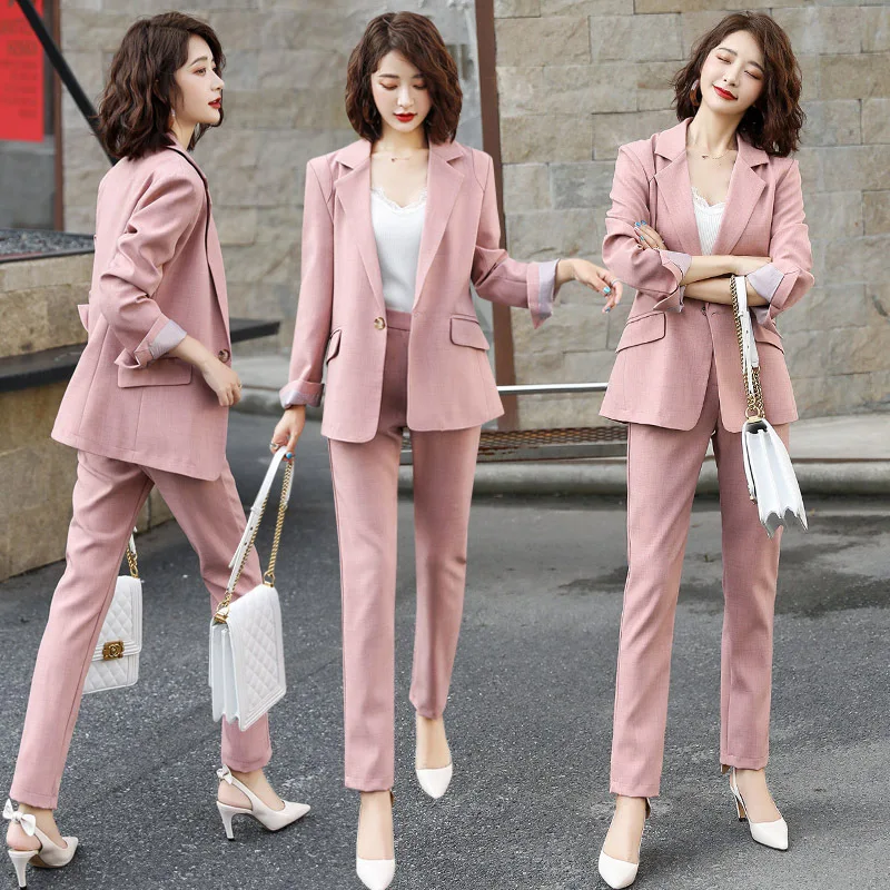 Women's 2 piece set autumn new style casual small suit + high waist casual pants two sets of solid color fashion women's suit
Women's 2 piece set autumn new style casual small suit + high waist casual pants two sets of solid color fashion women's suit