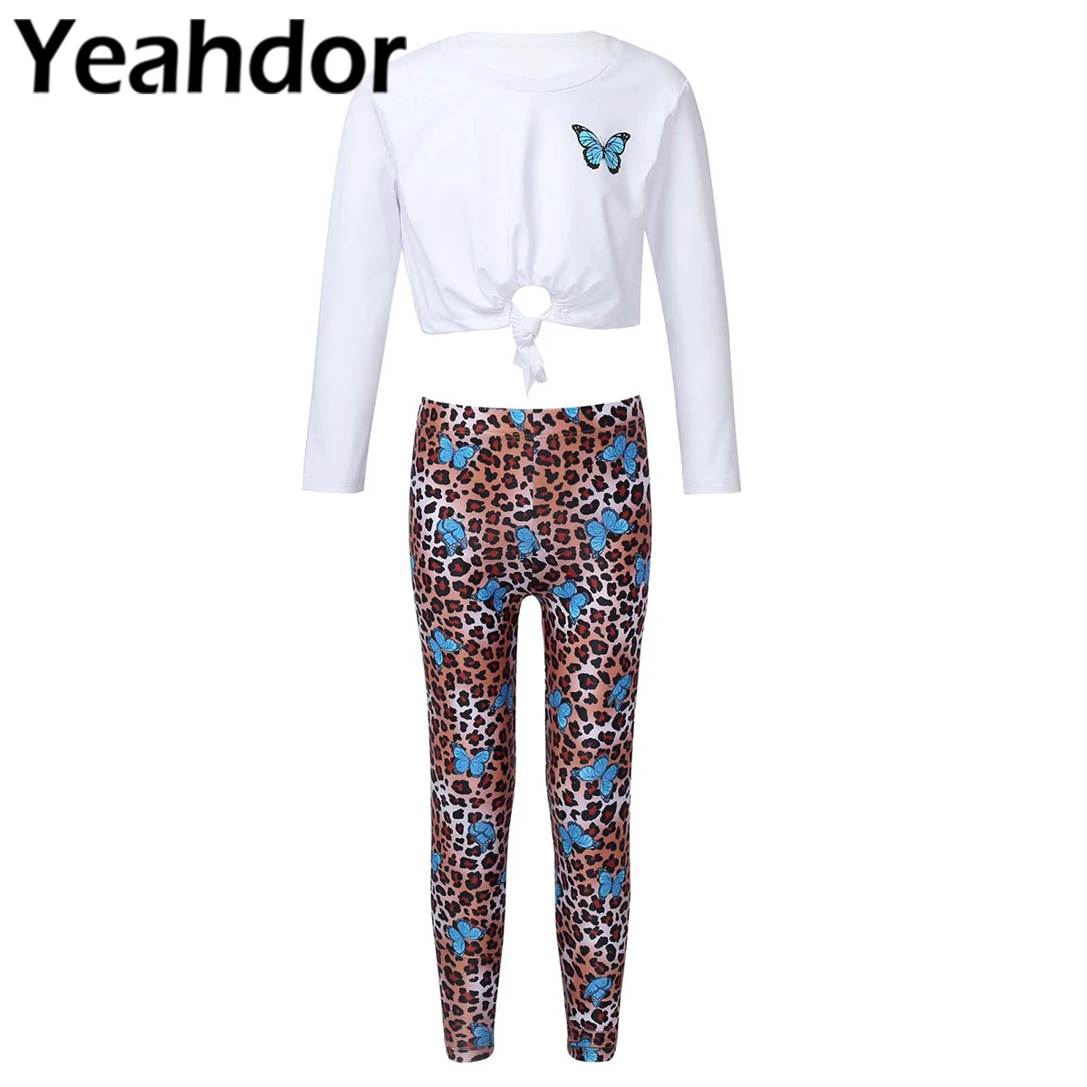 Kids Girls Summer Outfit Sportwear Long Sleeve Round Neck Straps Crop Top with Leopard Pants Set Children Casual Daily Suit 
Kids Girls Summer Outfit Sportwear Long Sleeve Round Neck Straps Crop Top with Leopard Pants Set Children Casual Daily Suit