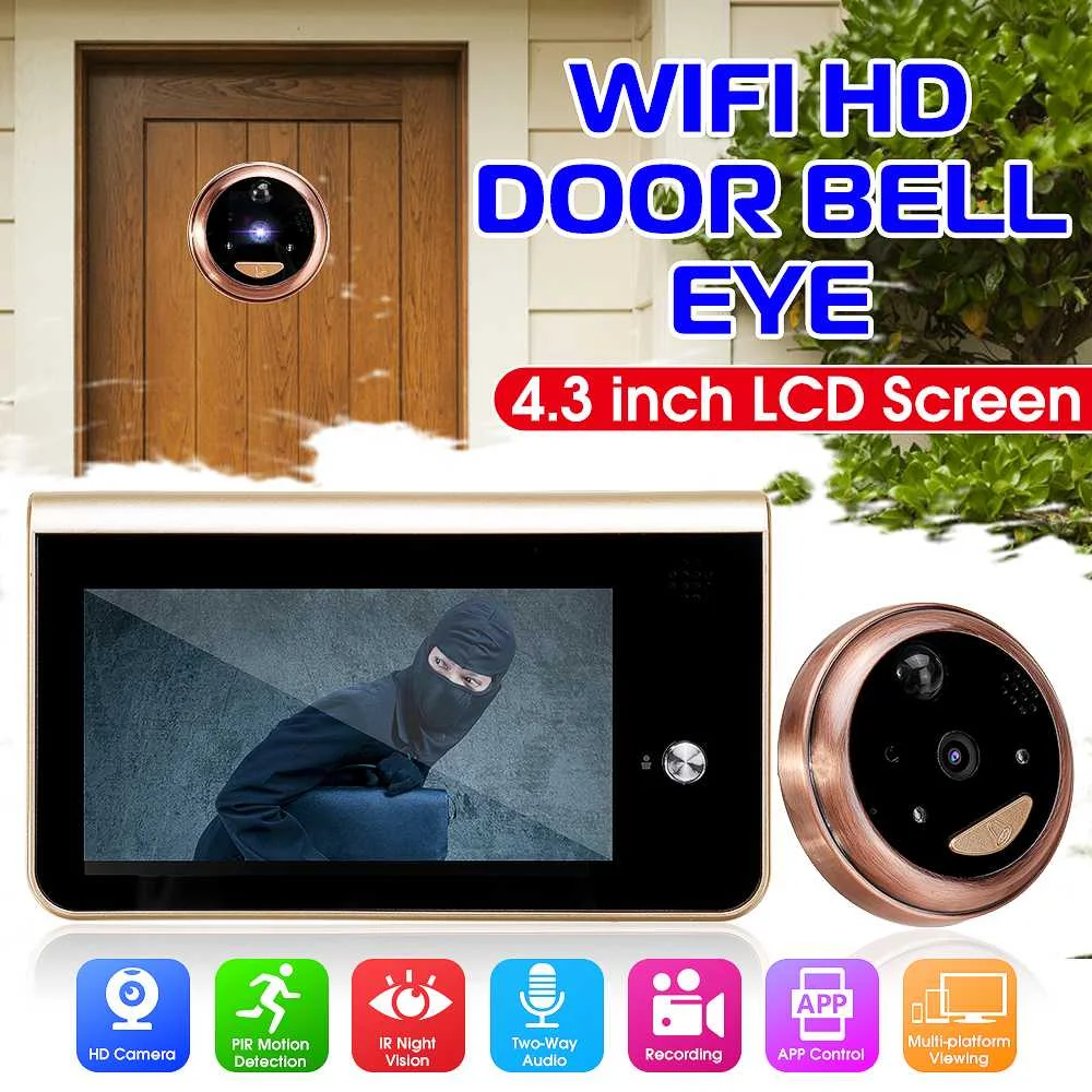 4.3 Inch Wireless HD Color Screen Smart Doorbell Waterproof Rechargeable Wifi Anti-burglary Visual Doorbell Home Security
4.3 Inch Wireless HD Color Screen Smart Doorbell Waterproof Rechargeable Wifi Anti-burglary Visual Doorbell Home Security