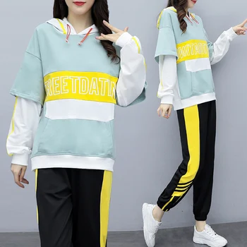 2020 Women's spring large size Tracksuits Set Color matching Plus Size Sweatsuit Hoodie Top and Pants Two Piece Sportsuits
2020 Women's spring large size Tracksuits Set Color matching Plus Size Sweatsuit Hoodie Top and Pants Two Piece Sportsuits