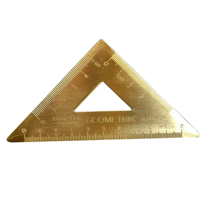Винтаж латунь Lsosceles Треугольники чертеж линейки картина измерительный
