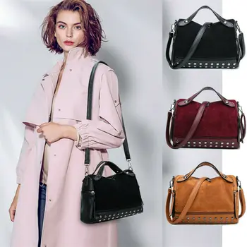 

Studded Tassel Handbag Woman 2019New European&American Fashion Handbag Frosted Large Capacity Motorcycle Bag Casual Shoulder Bag