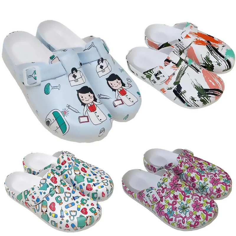Nurse Doctor Print Flat Flip Flops Shoes Women Sneakers Cosplay Slip On Light Summer Comfortable Flats | Тематическая одежда и