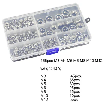 165pcs/set Stainless Steel Nylon Lock Nut Hexagonal Flange Nut Self-locking Lock Nut Din M3 M4 M5 M6 M8 M10 M12
165pcs/set Stainless Steel Nylon Lock Nut Hexagonal Flange Nut Self-locking Lock Nut Din M3 M4 M5 M6 M8 M10 M12