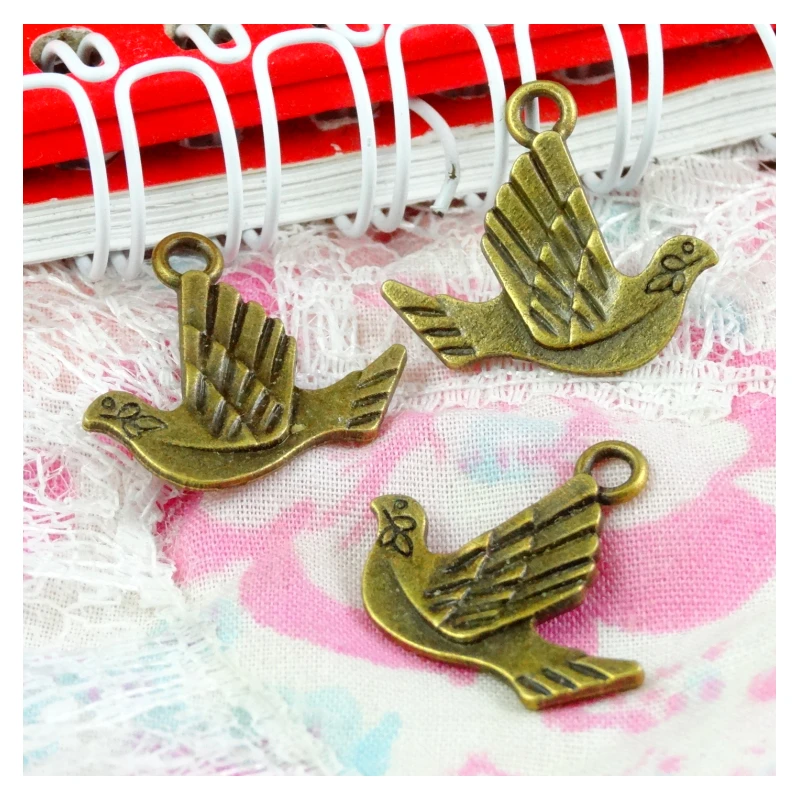 

60pcs 21*19MM Antique Bronze Plated Dove Charms Bird Pendants Vintage Peace Dove Charms Pendant For Jewelry Making