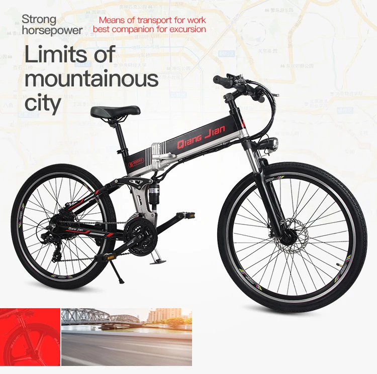 Best New electric bicycle 48V500W assisted mountain bicycle 50KM super large lithium battery 48V10.4AH electric bicycle Ebike Moped 5