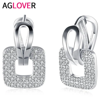 AGLOVER S925 Sterling Silver Stud Earrings 18K Silver Square Zircon Earrings For Women Fashion Wedding Party Jewelry
AGLOVER S925 Sterling Silver Stud Earrings 18K Silver Square Zircon Earrings For Women Fashion Wedding Party Jewelry
