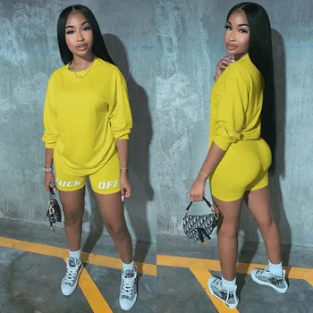 New Letter Print Two Piece Outfits Set Women Tracksuit 2020 Summer Long Sleeve T Shirt Sexy Tops Biker Shorts Jogger suits sets
New Letter Print Two Piece Outfits Set Women Tracksuit 2020 Summer Long Sleeve T Shirt Sexy Tops Biker Shorts Jogger suits sets
