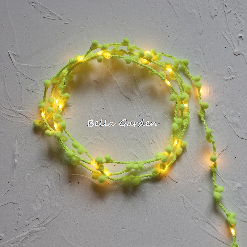 Colourful pom led garland fairy light copper wire Battery string lights home for Table Wedding party Decoration | Лампы и освещение