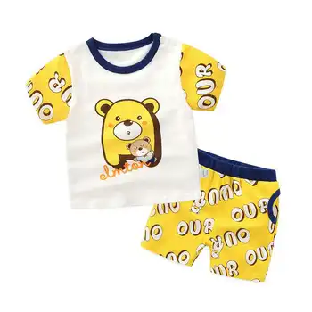 Baby Clothes 2PCS Round Neck Short Sleeve Cotton Cartoon T-Shirt + Letter Print Elastic Band Shorts 
Baby Clothes 2PCS Round Neck Short Sleeve Cotton Cartoon T-Shirt + Letter Print Elastic Band Shorts