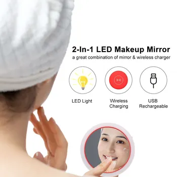 2-In-1 LED Makeup Mirror Portable Wireless Charger Compatible with Cell Phones Support Wireless Charging Mini LED Mirror
2-In-1 LED Makeup Mirror Portable Wireless Charger Compatible with Cell Phones Support Wireless Charging Mini LED Mirror