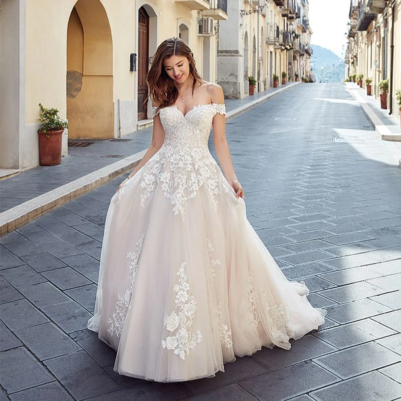 Thinyfull Off The Shoudler Wedding Dresses 2021 Lace Appliques Champagne Country Bridal Gowns Princess Bride Dress Robe Mariage
Thinyfull Off The Shoudler Wedding Dresses 2021 Lace Appliques Champagne Country Bridal Gowns Princess Bride Dress Robe Mariage