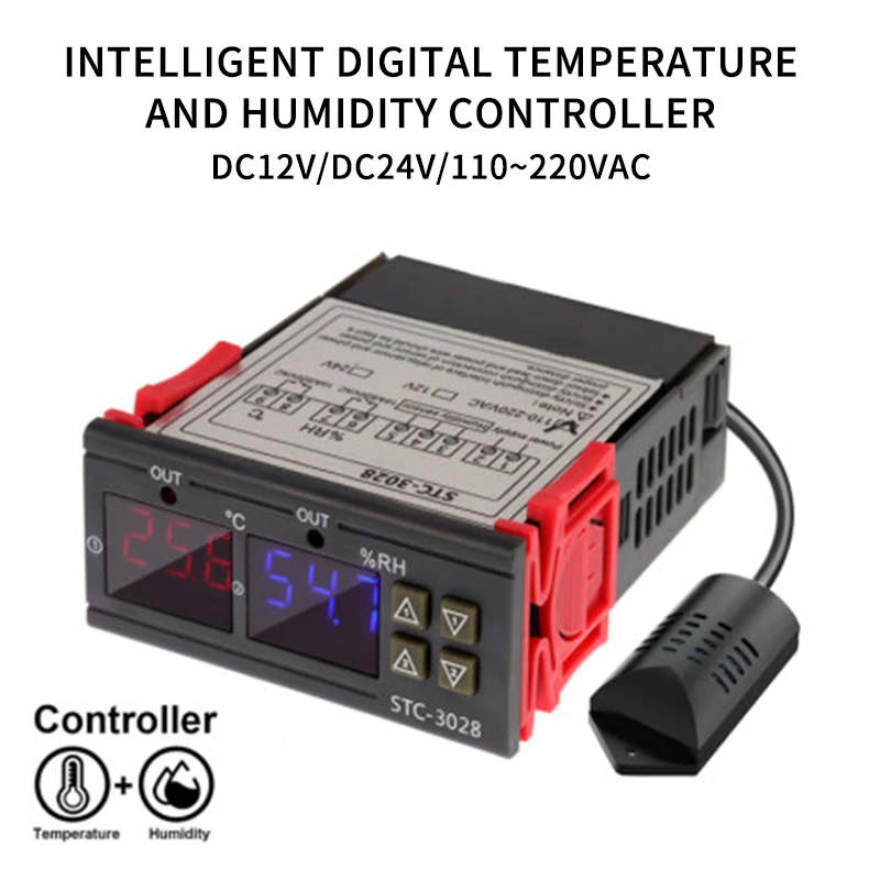 Digital Thermostat Hygrostat Temperature Humidity Controller AC 110V-220V DC12V Regulator Heating Cooling Control STC-3028 | Инструменты