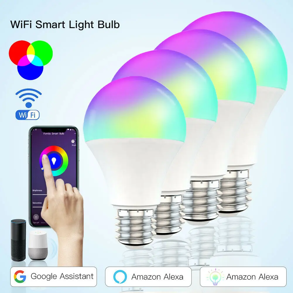Color Changing LED Light Bulb Smart WiFi Light Bulbs Dimmable RGBCW 2700K-6500K Equivalent Led Light Bulb Works with Alexa
Color Changing LED Light Bulb Smart WiFi Light Bulbs Dimmable RGBCW 2700K-6500K Equivalent Led Light Bulb Works with Alexa