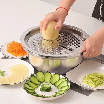 3Pcs Stainless Steel Multi-functional Slicing Plate Chopper Rice Vegetable Washing Screen Kitchen Supplies Kitchen Accessories
3Pcs Stainless Steel Multi-functional Slicing Plate Chopper Rice Vegetable Washing Screen Kitchen Supplies Kitchen Accessories