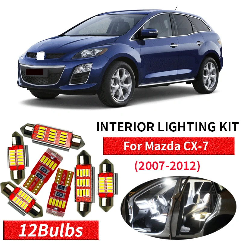 12pcs No Error White Canbus LED Light Car Bulbs For 2007-2012 Mazda CX-7 Map Dome Trunk License Plate Lamp Interior Package Kit
12pcs No Error White Canbus LED Light Car Bulbs For 2007-2012 Mazda CX-7 Map Dome Trunk License Plate Lamp Interior Package Kit