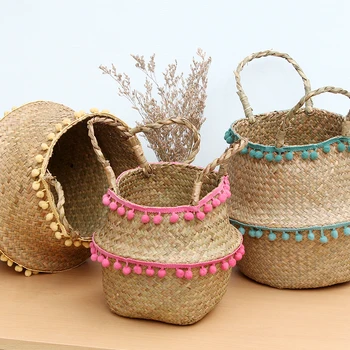 Foldable Natural Seagrass Woven basket Pot Garden Flower Hanging Basket With Handle tassel Storage Basket New Household
Foldable Natural Seagrass Woven basket Pot Garden Flower Hanging Basket With Handle tassel Storage Basket New Household