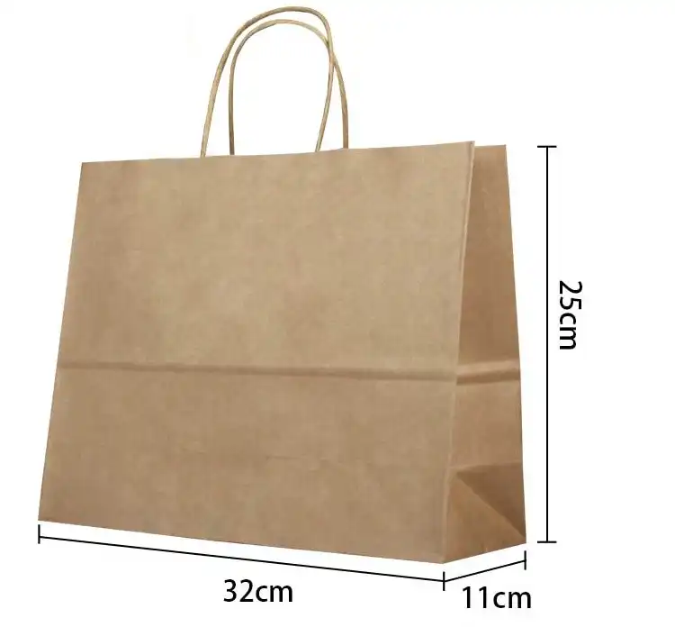 10pcs kraft gift paper bag with handle 33x25x12cm
