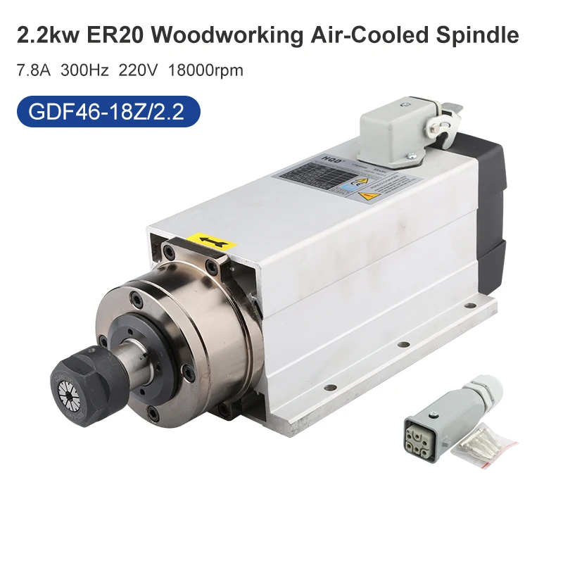 HQD Spindle Motor 2.2KW ER20 Square Air Cooled Spindle With Flange 220V 380V 4pcs Bearings For CNC Router Woodworking Carving
HQD Spindle Motor 2.2KW ER20 Square Air Cooled Spindle With Flange 220V 380V 4pcs Bearings For CNC Router Woodworking Carving