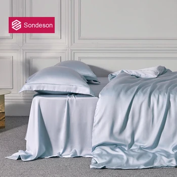 Sondeson Noble 100% Silk Blue Bedding Set 25 Momme Silk 6A Duvet Cover Set Flat Sheet Pillowcase Queen King For Adult Bed Set
Sondeson Noble 100% Silk Blue Bedding Set 25 Momme Silk 6A Duvet Cover Set Flat Sheet Pillowcase Queen King For Adult Bed Set