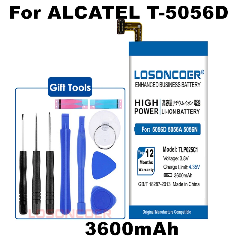 LOSONCOER 3600mAh TLP025C2 TLP025C1 For Alcatel One Touch POP 4 Plus 4+ OT-5056D 5056W 5056A 5056O 5056N Smart Phone Battery
LOSONCOER 3600mAh TLP025C2 TLP025C1 For Alcatel One Touch POP 4 Plus 4+ OT-5056D 5056W 5056A 5056O 5056N Smart Phone Battery