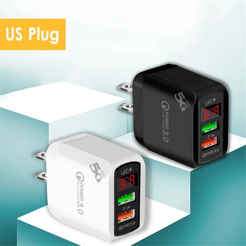 Quick Charge QC3.0 LED Display Fast Charging Dual USB Charger EU US UK Plug Smart Mobile Phone Charger For phone Charger Adapter
Quick Charge QC3.0 LED Display Fast Charging Dual USB Charger EU US UK Plug Smart Mobile Phone Charger For phone Charger Adapter