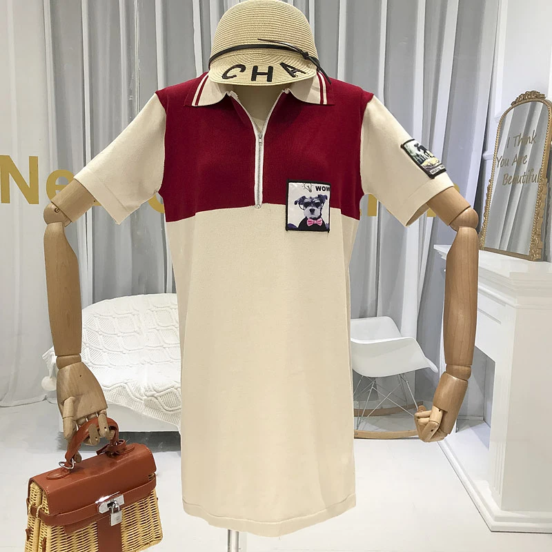 Casual Knitted Mini Dress Appliques Patchwork Loose Turn-down Collar sweater dresses for autumn summer designer
Casual Knitted Mini Dress Appliques Patchwork Loose Turn-down Collar sweater dresses for autumn summer designer