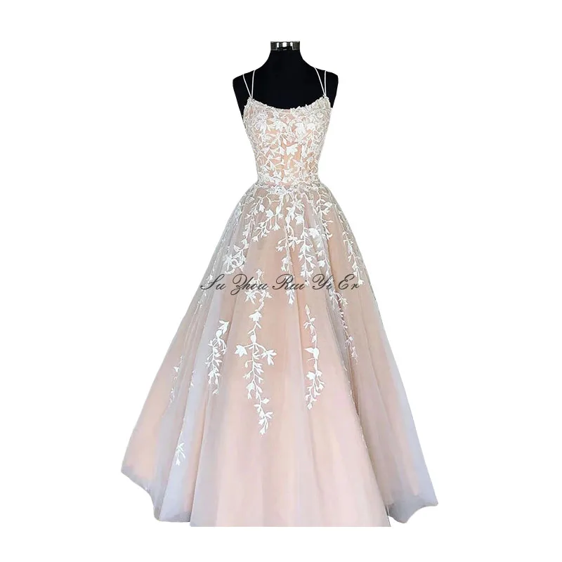 Vestidos De Gala Spaghetti Straps Prom Dresses White Appliques Champagne Lining Prom Gown Corset Back A-line Tulle Long Dress
Vestidos De Gala Spaghetti Straps Prom Dresses White Appliques Champagne Lining Prom Gown Corset Back A-line Tulle Long Dress