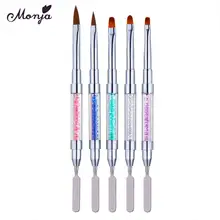 Monja двойная головка ногти, декорирование, цветы резьба по дереву кисти акриловые УФ-гель для ногтей для рисования, ручка для ногтей, гель для ...(China)
