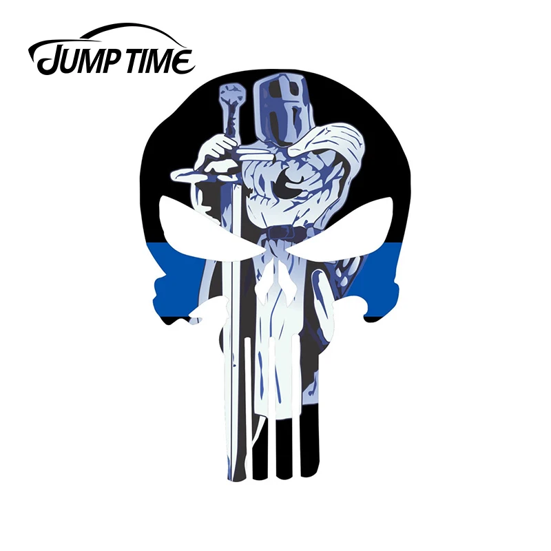 JumpTime 13 см x 8 3 с черепом The тонкая Голубая линия меч постоянного наклейки на