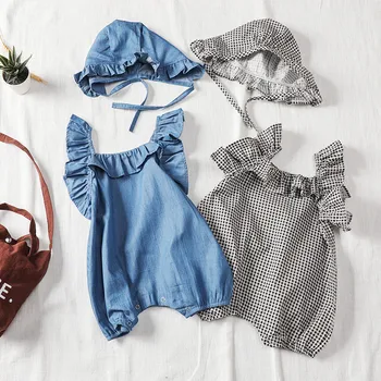 2020 Summer Baby Girl Romper with Hat Flare Sleeve Denim Plaid Newborn Girl Jumpsuit Infant One-piece Outfit
2020 Summer Baby Girl Romper with Hat Flare Sleeve Denim Plaid Newborn Girl Jumpsuit Infant One-piece Outfit
