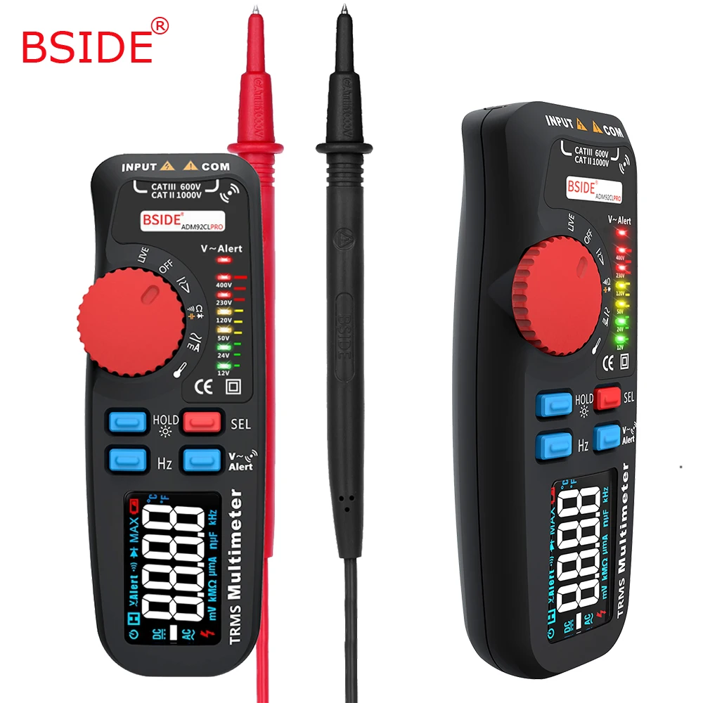 BSIDE цветной ЖК цифровой мультиметр ADM92CL PRO 6000 отсчетов TRMS авто диапазон напряжения