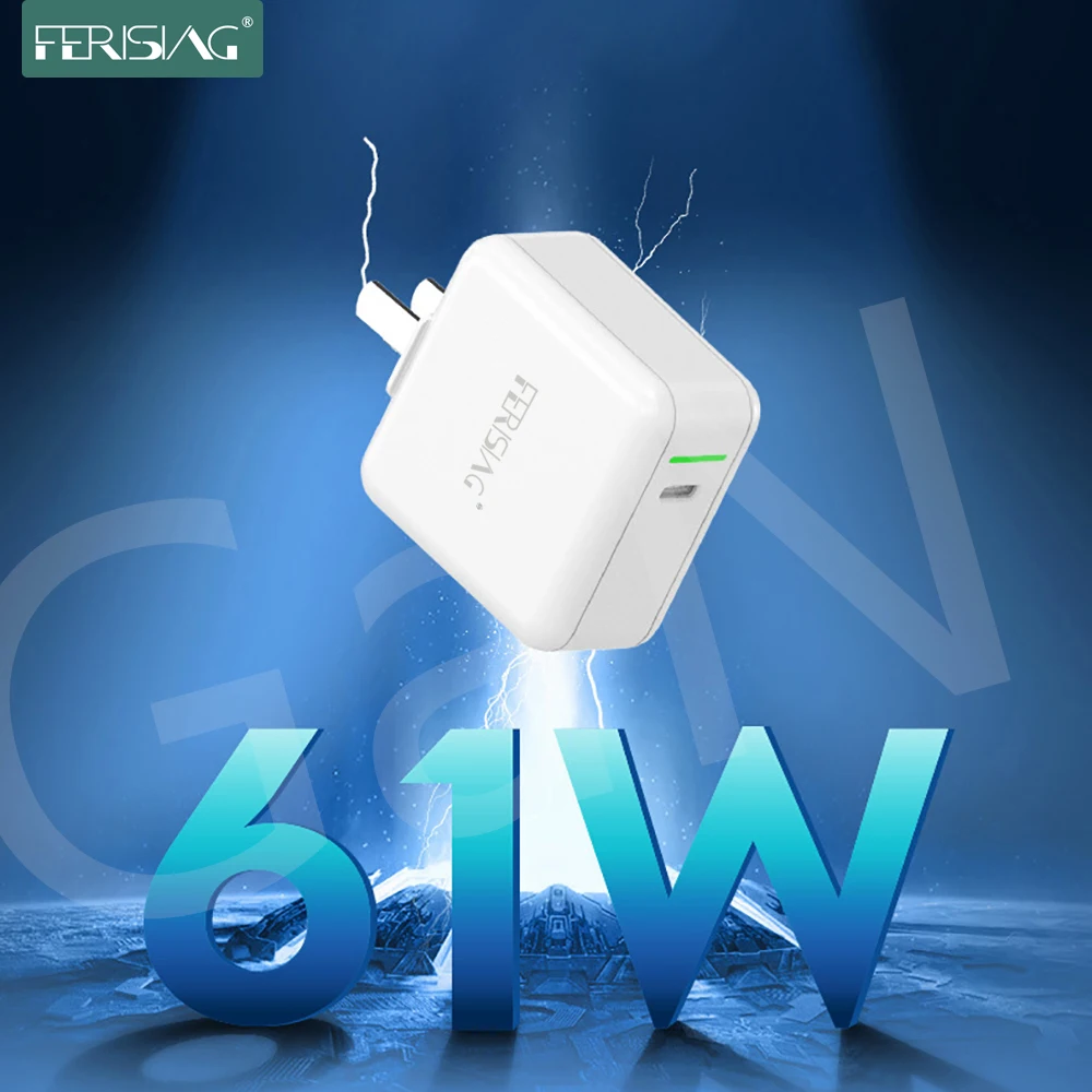 Зарядное устройство FERISING 61W Ган Type-C для быстрой зарядки 3 0 QC4.0 PD3.0 Кабель с