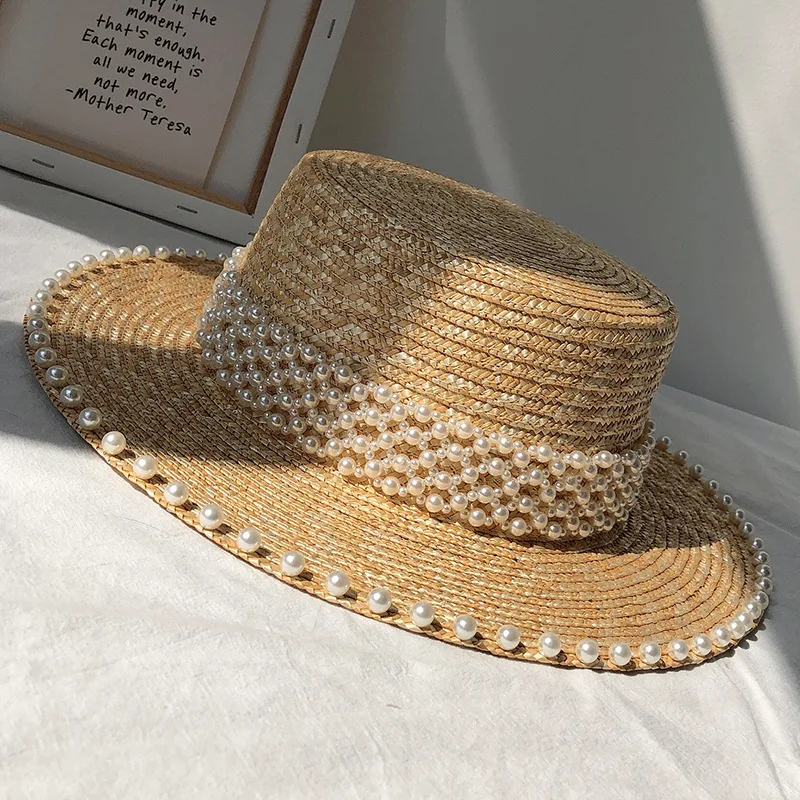 2021 Pearl Decoration RAFFIA Sun Hat For Women Flat Top Jazz Fedoras Panama Summer Straw Hat Brief Blue Girdle Beach Hat Gifts
2021 Pearl Decoration RAFFIA Sun Hat For Women Flat Top Jazz Fedoras Panama Summer Straw Hat Brief Blue Girdle Beach Hat Gifts